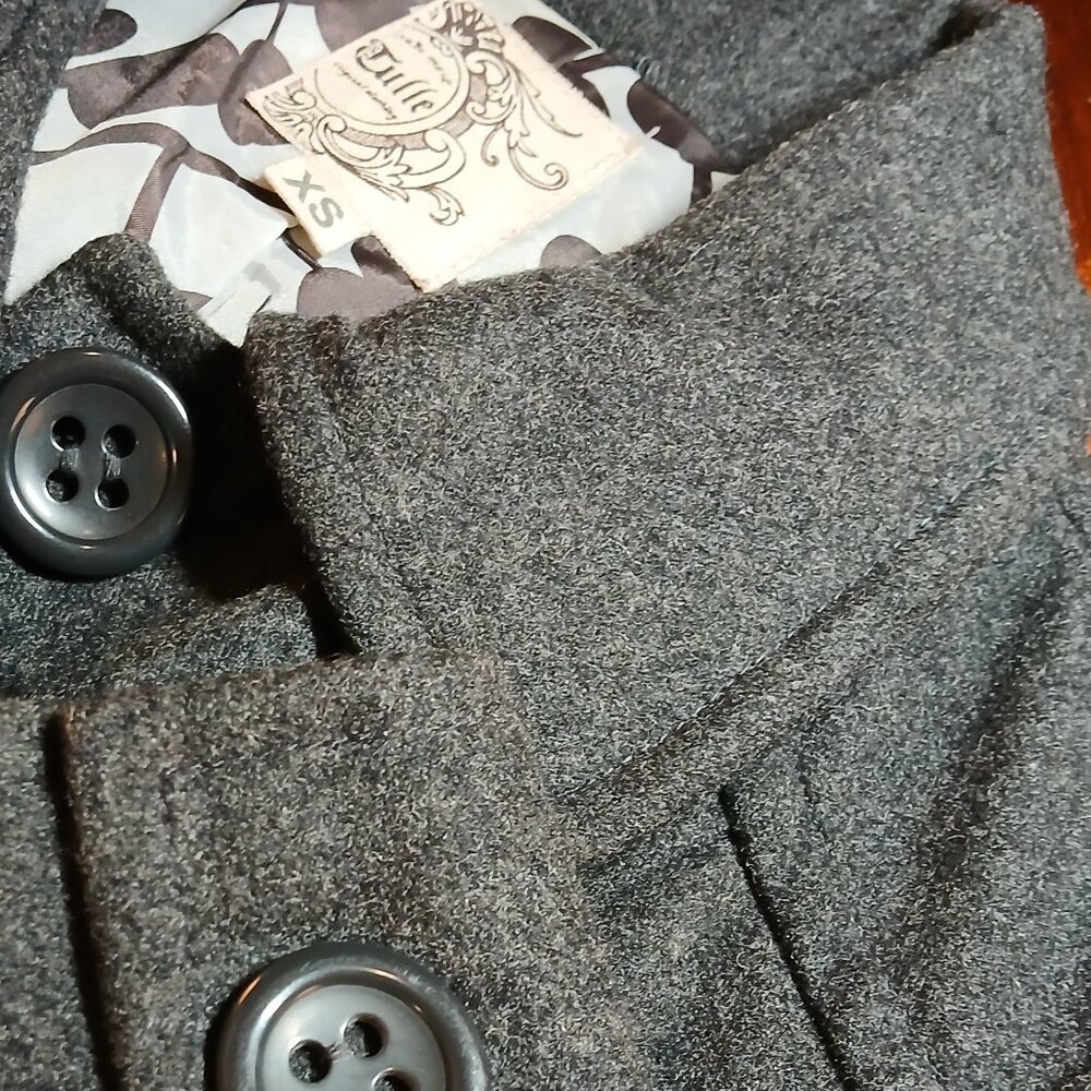 TULLE Dark Gray Long Wool Peacoat XS - Picture 7 of 9